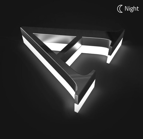 Lettres en acier inoxydable rétroéclairées pour enseigne façade